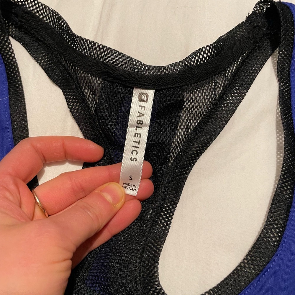 Fabletics royal blue and black mesh racerback tank - Picture 3 of 5